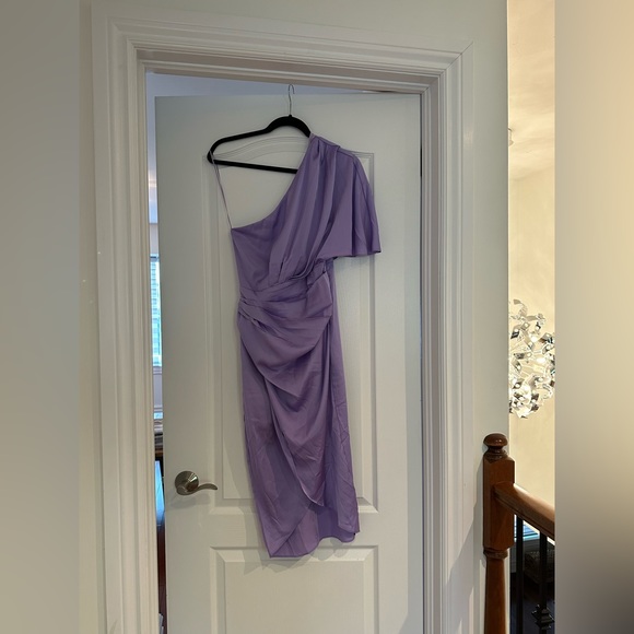 Lavender satin drape dress, side zip. Never worn - Picture 5 of 5